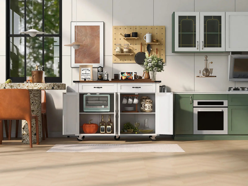 K&K 53.5'' Farmhouse Kitchen Island with Power Outlet by HouseOfZazla