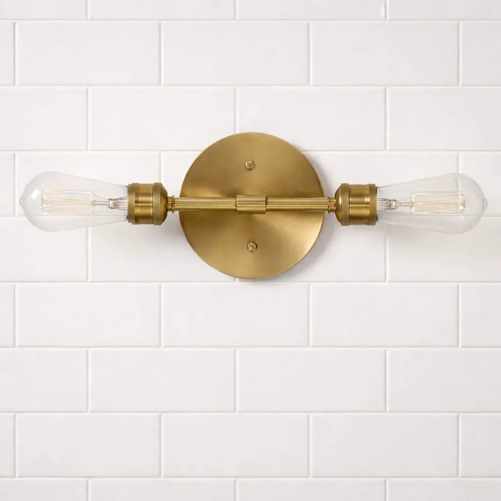 Reverie - Double Lights Bathroom Wall Sconce Over Mirror - Clear / Gold by HouseOfZazla