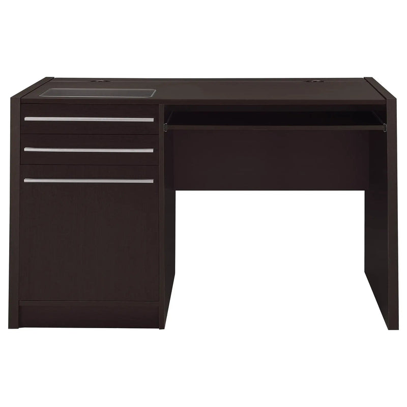 Halston 47-inch 2-drawer Office Desk with Cabinet Cappuccino by Unique Piece Furniture