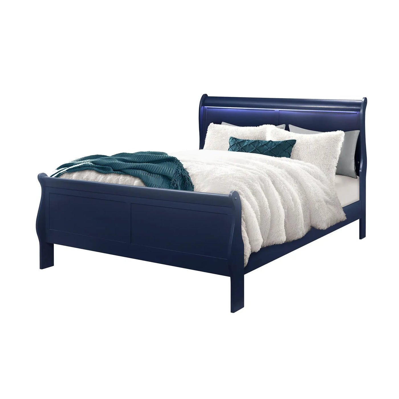 Charlston - Modern Sleigh Design Bed With LED by Unique Piece Furniture