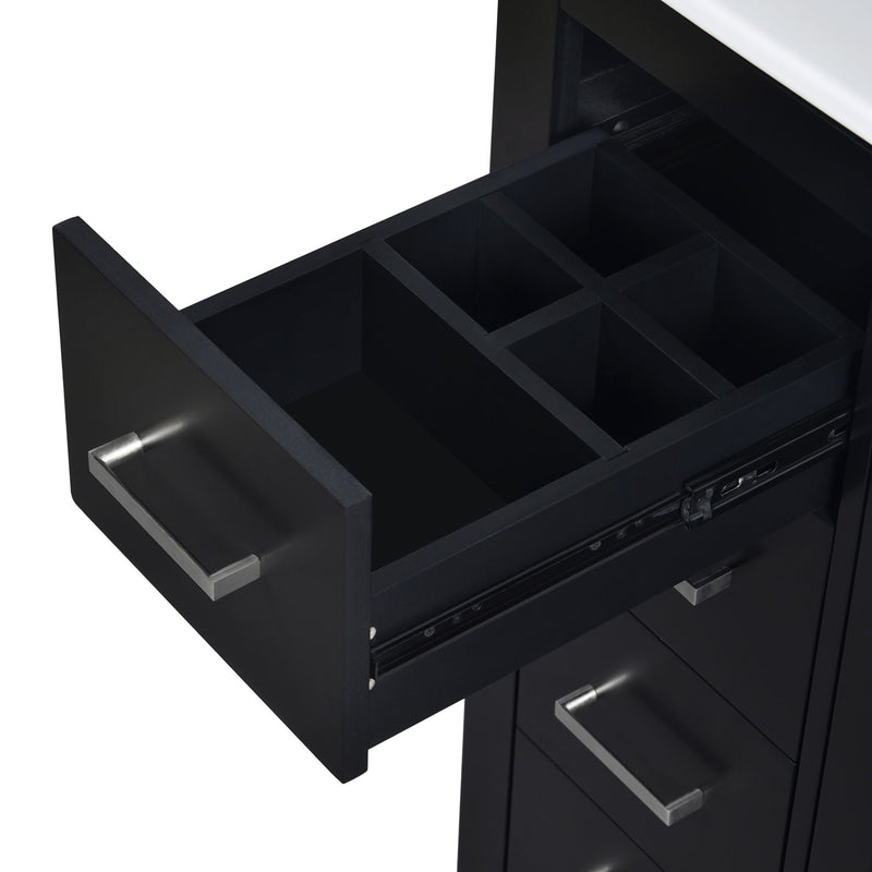 Ceramic Sink Combo, Freestanding Vanity Set With 3 Drawers & Soft Closing Doors