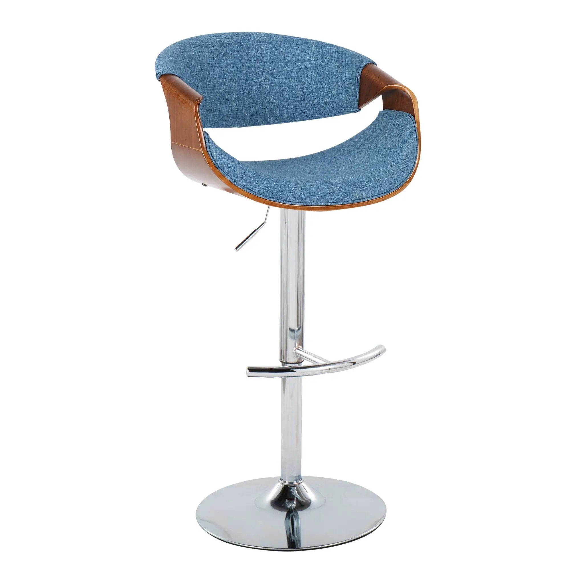 Curvo - Mid Century Modern Adjustable Barstool With Swivel With Rounded T Footrest (Set of 2) by Unique Piece Furniture