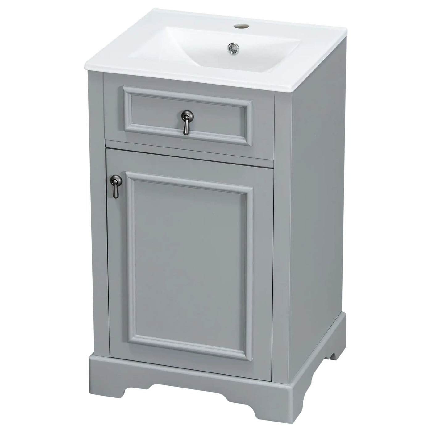 Elegant Bathroom Vanity With Ceramic Sink, Soft Close Door, Adjustable Shelf by HouseOfZazla