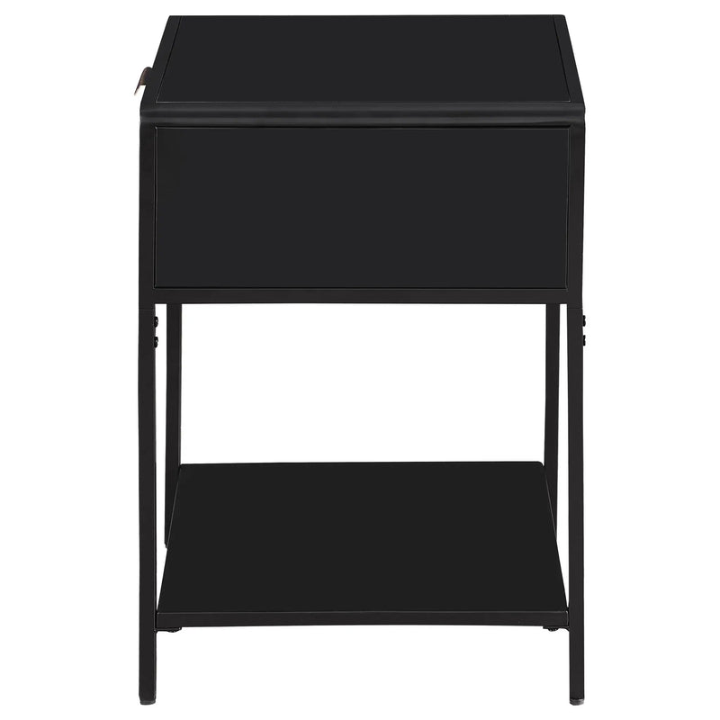 Amherst 1-drawer Radio Weave Cane Metal Bedside Table Black by Unique Piece Furniture