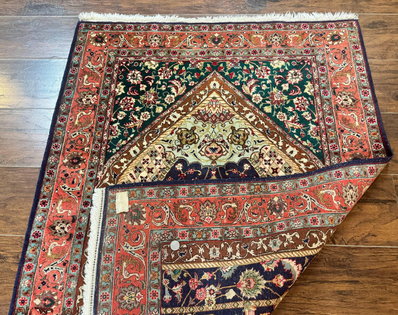 Persian Tabriz Rug 3x4, Navy Blue, Birds, Floral, Prayer Rug, Handmade Wool Rug, Finely Hand Knotted 325 KPSI by Jewel Rugs