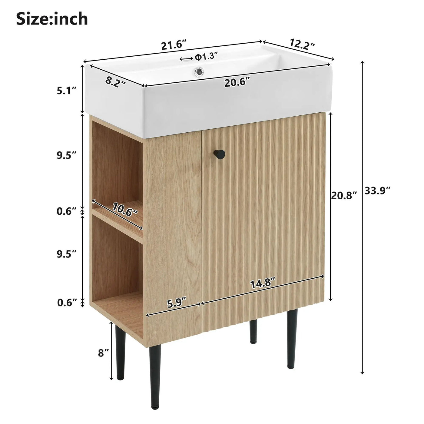 Bathroom Vanity, Combo Cabinet, Bathroom Storage Cabinet, Single Ceramic Sink by HouseOfZazla