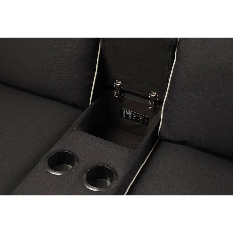 Kelliava - Console With USB - Black Fabric by Unique Piece Furniture