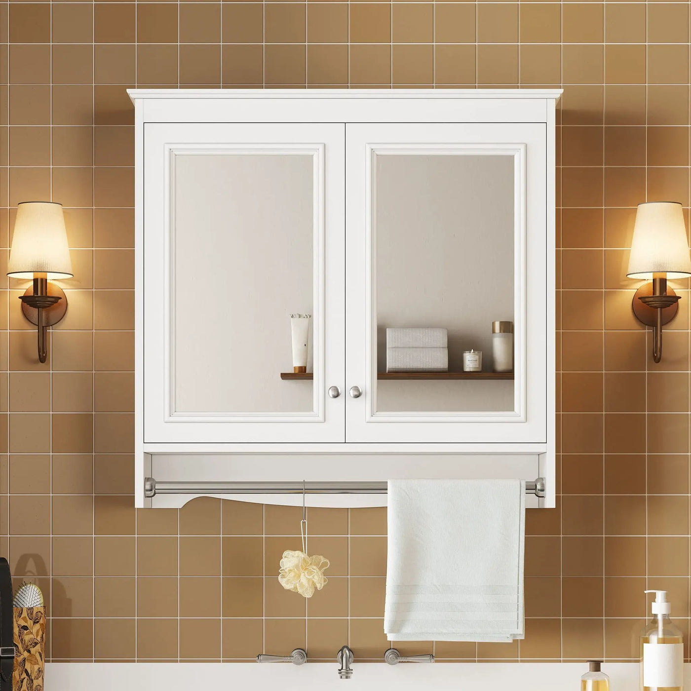 Modern Wall-Mounted Mirror Cabinet With Adjustable Shelves, Soft-Close Doors, High-Definition Mirror by HouseOfZazla