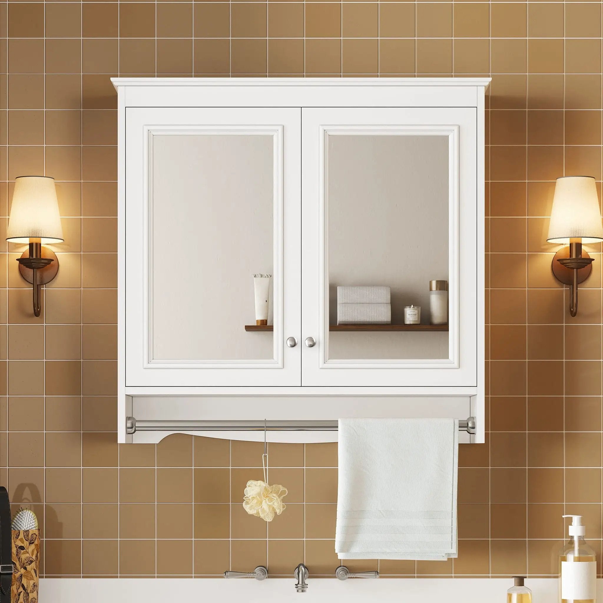 Modern Wall-Mounted Mirror Cabinet With Adjustable Shelves, Soft-Close Doors, High-Definition Mirror by HouseOfZazla