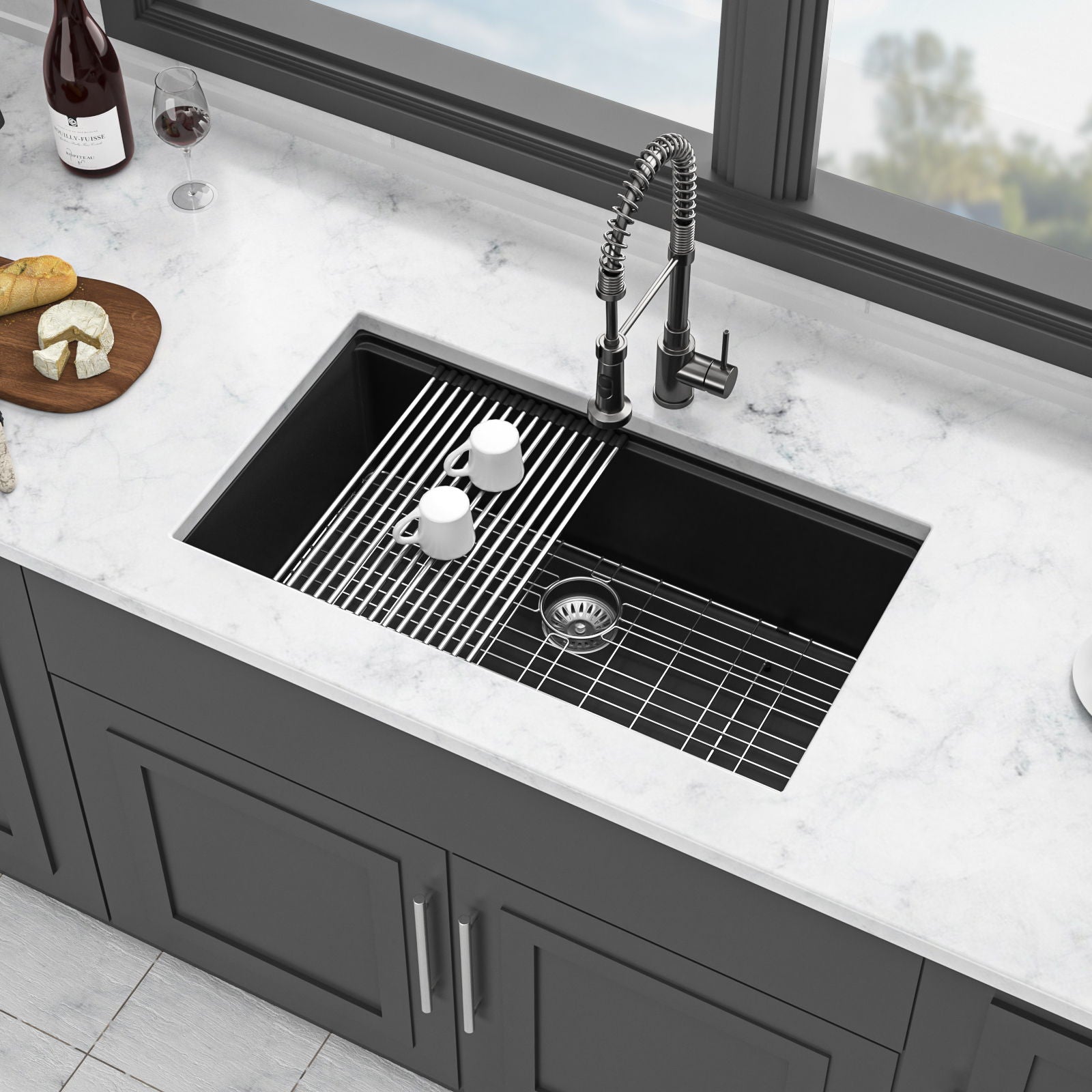 Quartz Kitchen Sink, Granite Composite Workstation Undermount by HouseOfZazla
