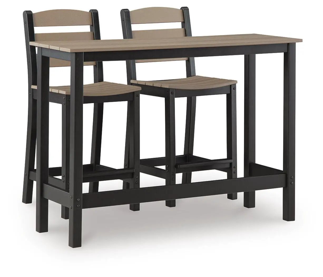 Shoreline Beach - Outdoor Counter Table And 2 Barstools (Set of 3) - Black / Beige by Unique Piece Furniture