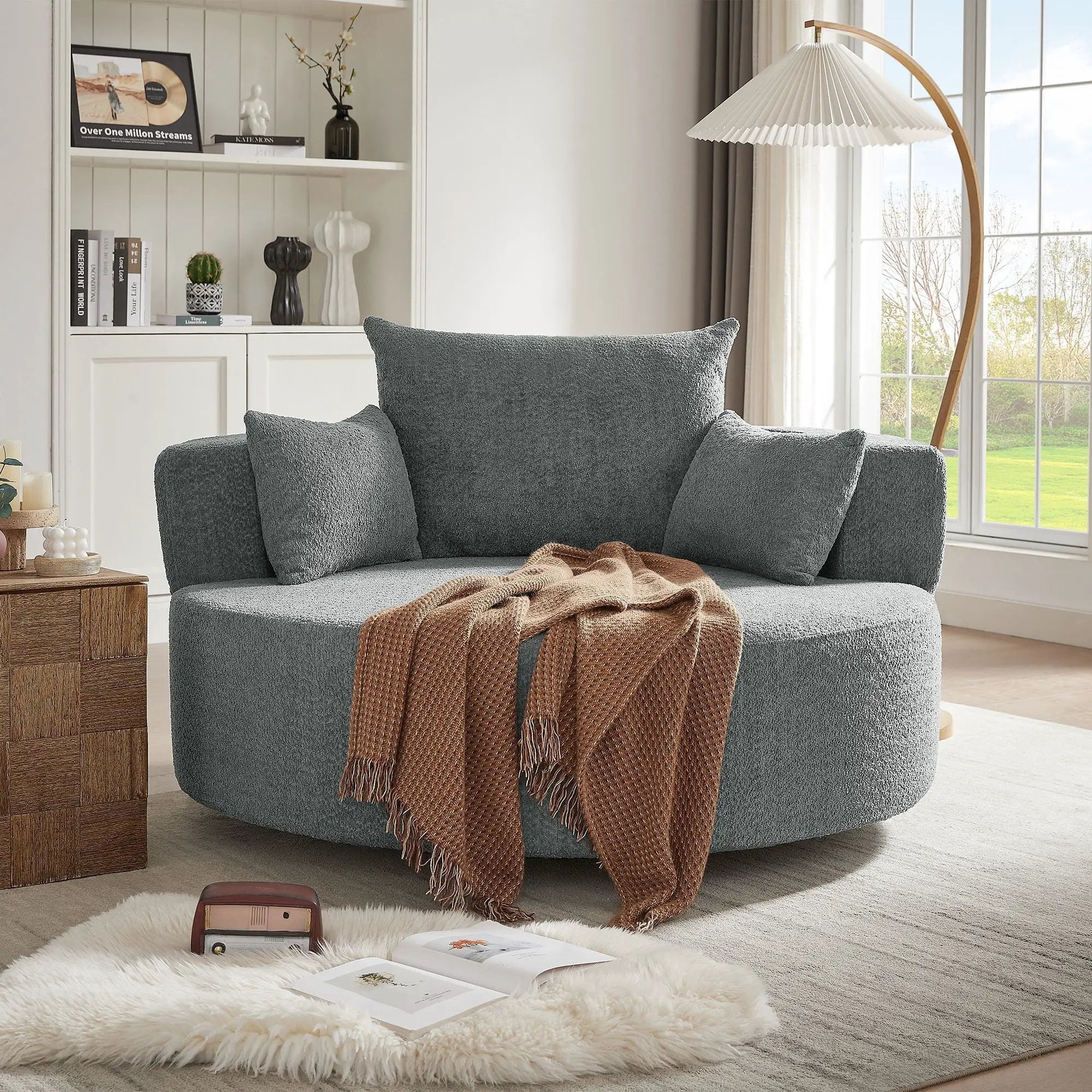 360° Swivel Accent Barrel Chair With 3 Removable Pillows For Living Room by HouseOfZazla