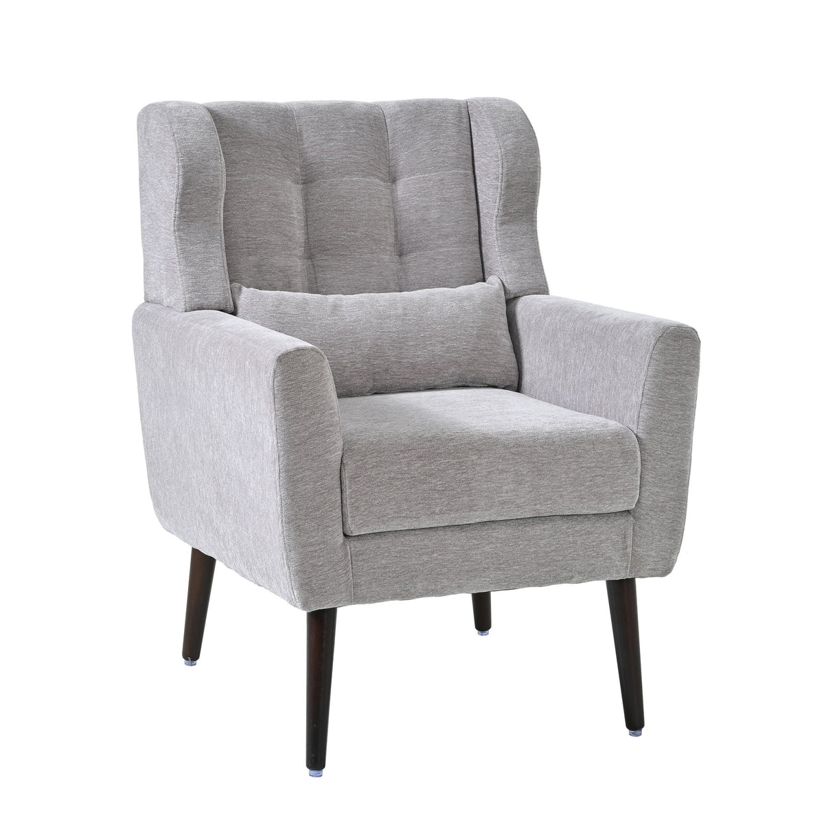 Modern Upholstered Arm Chair with Solid Wood Legs and Pillow - Multiple Colors, photo 2 of 24