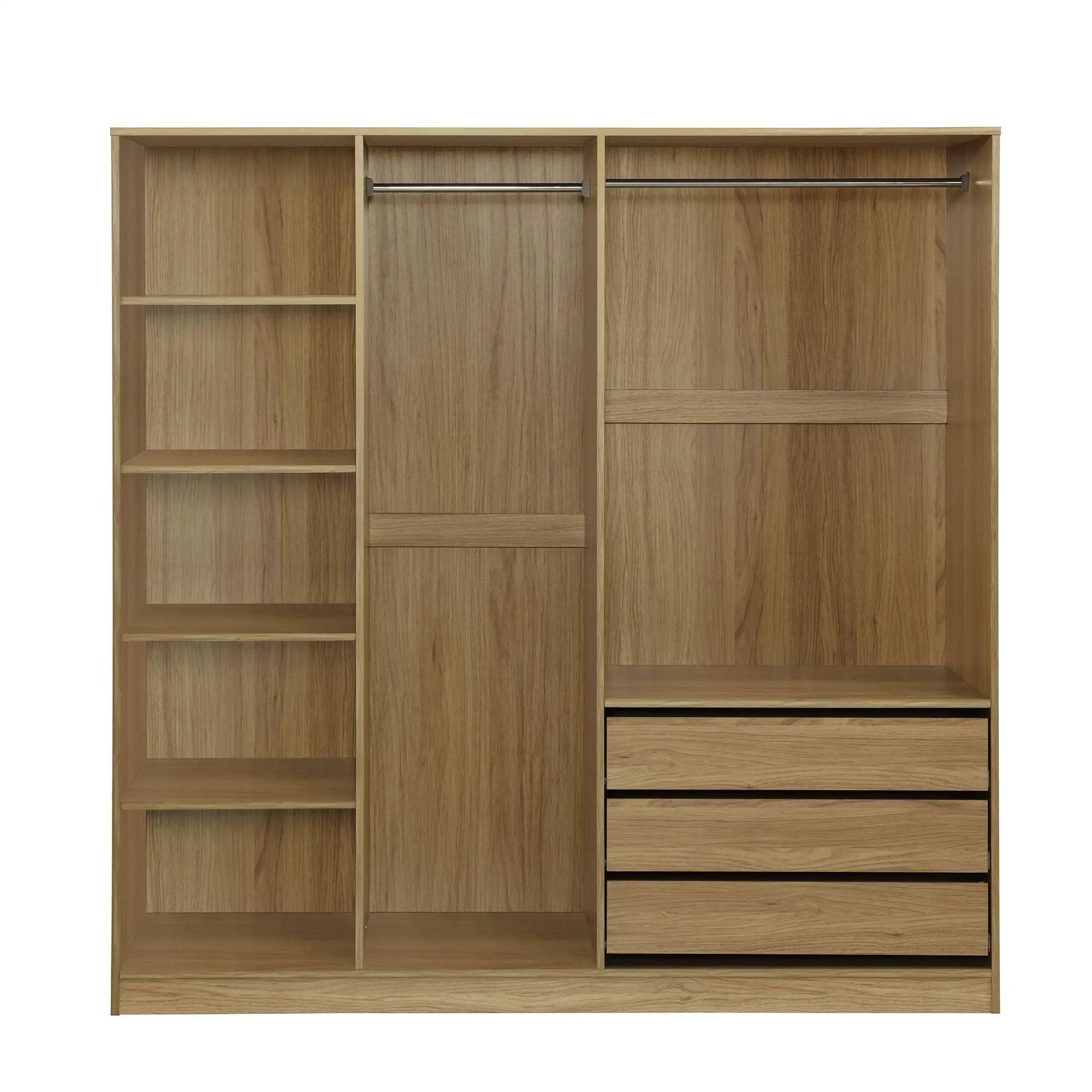 Doorless Storage Wardrobe For Dedroom With Shelves And 3 Drawers by Unique Piece Furniture
