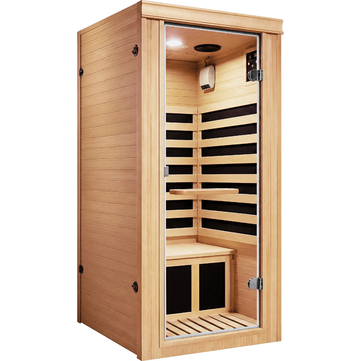 1020W Canadian Hemlock Single Mini Far Infrared Sauna Room, photo 2 of 10