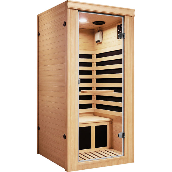 1020W Canadian Hemlock Single Mini Far Infrared Sauna Room, photo 2 of 10