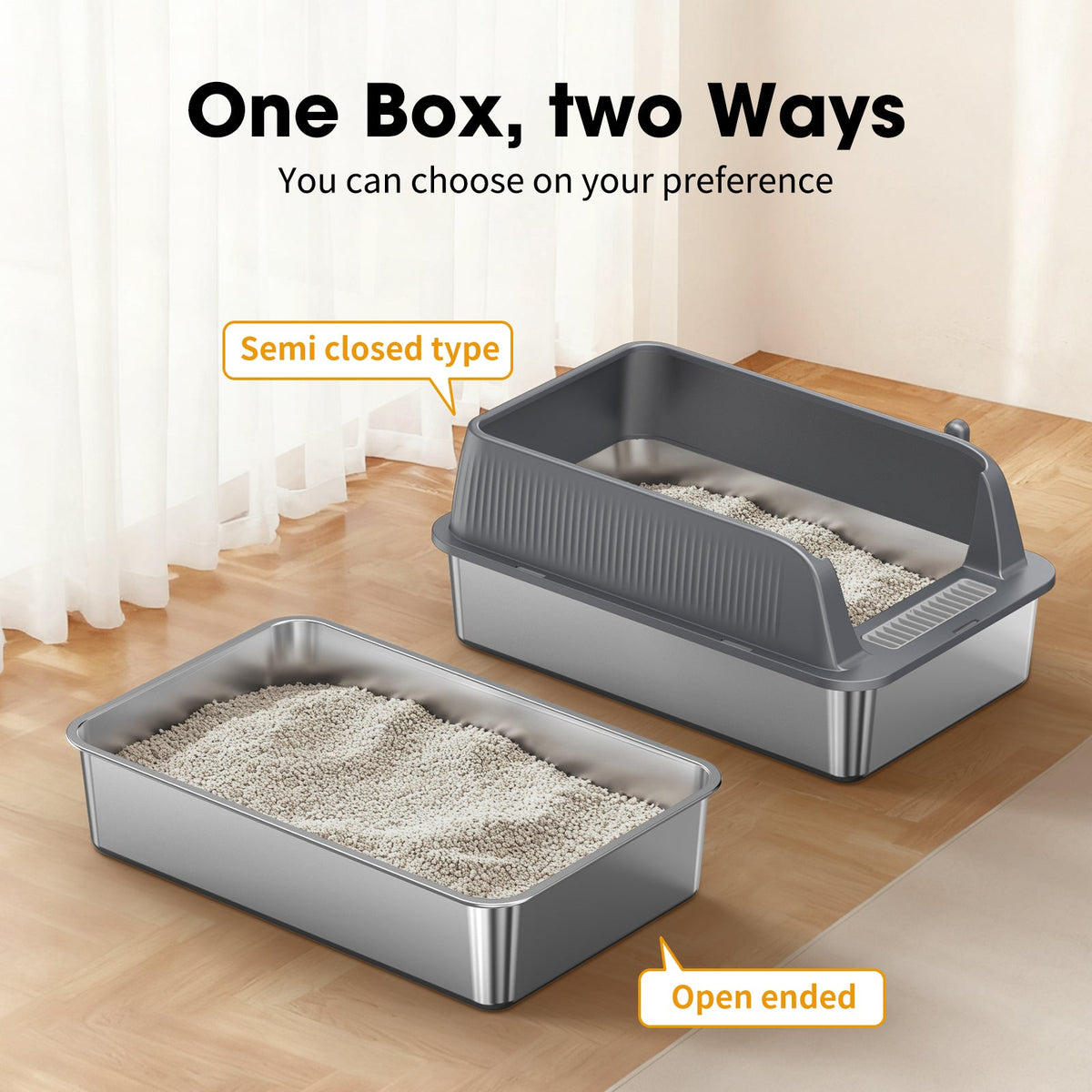 Stainless Steel Cat Litter Box with Easy Clean Surface - Silver, photo 8 of 9