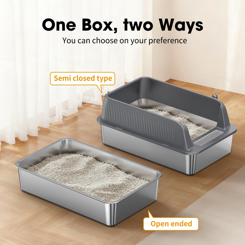 Stainless Steel Cat Litter Box with Easy Clean Surface - Silver, photo 8 of 9
