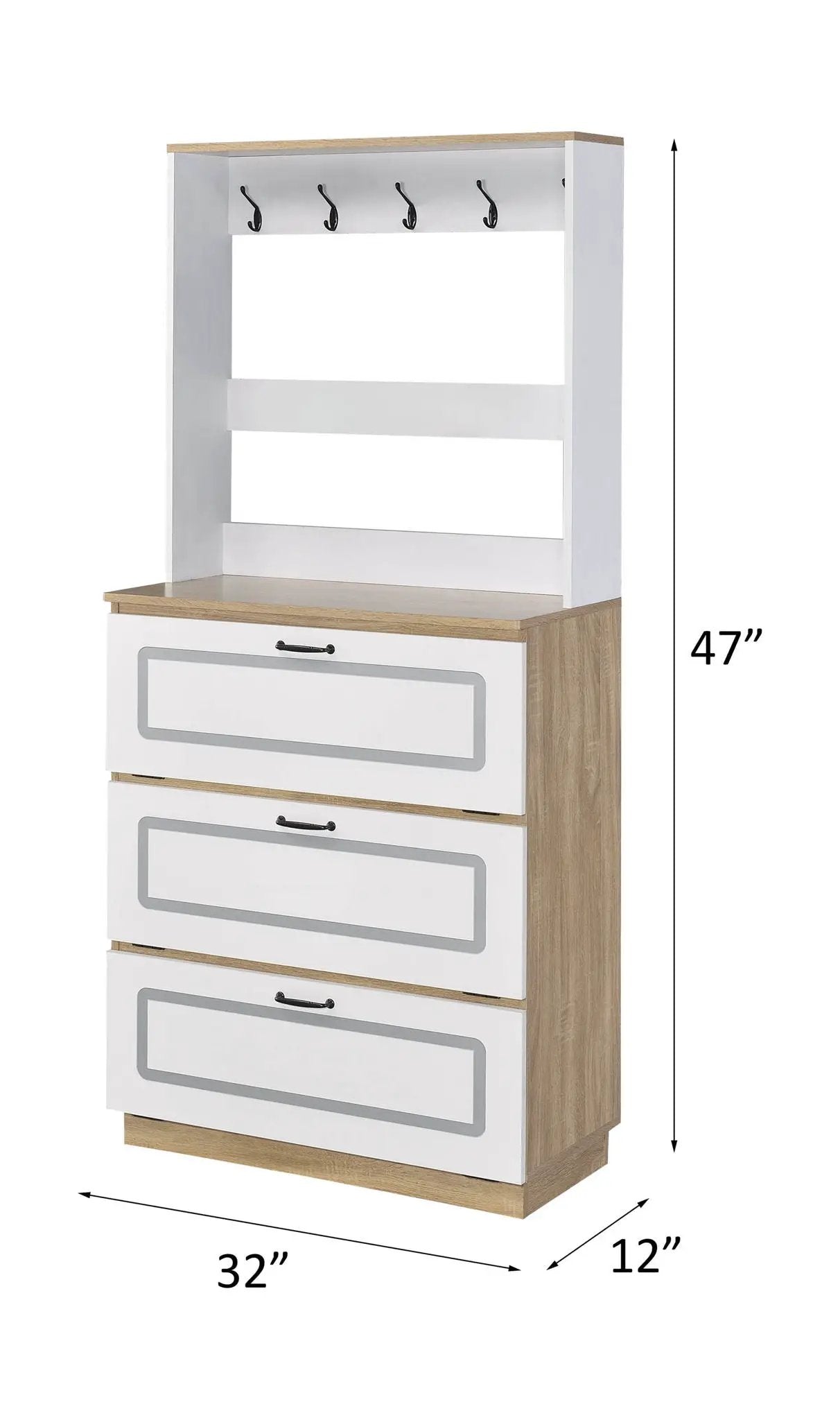 Hewett - Shoe Cabinet - Light Oak & White by Unique Piece Furniture