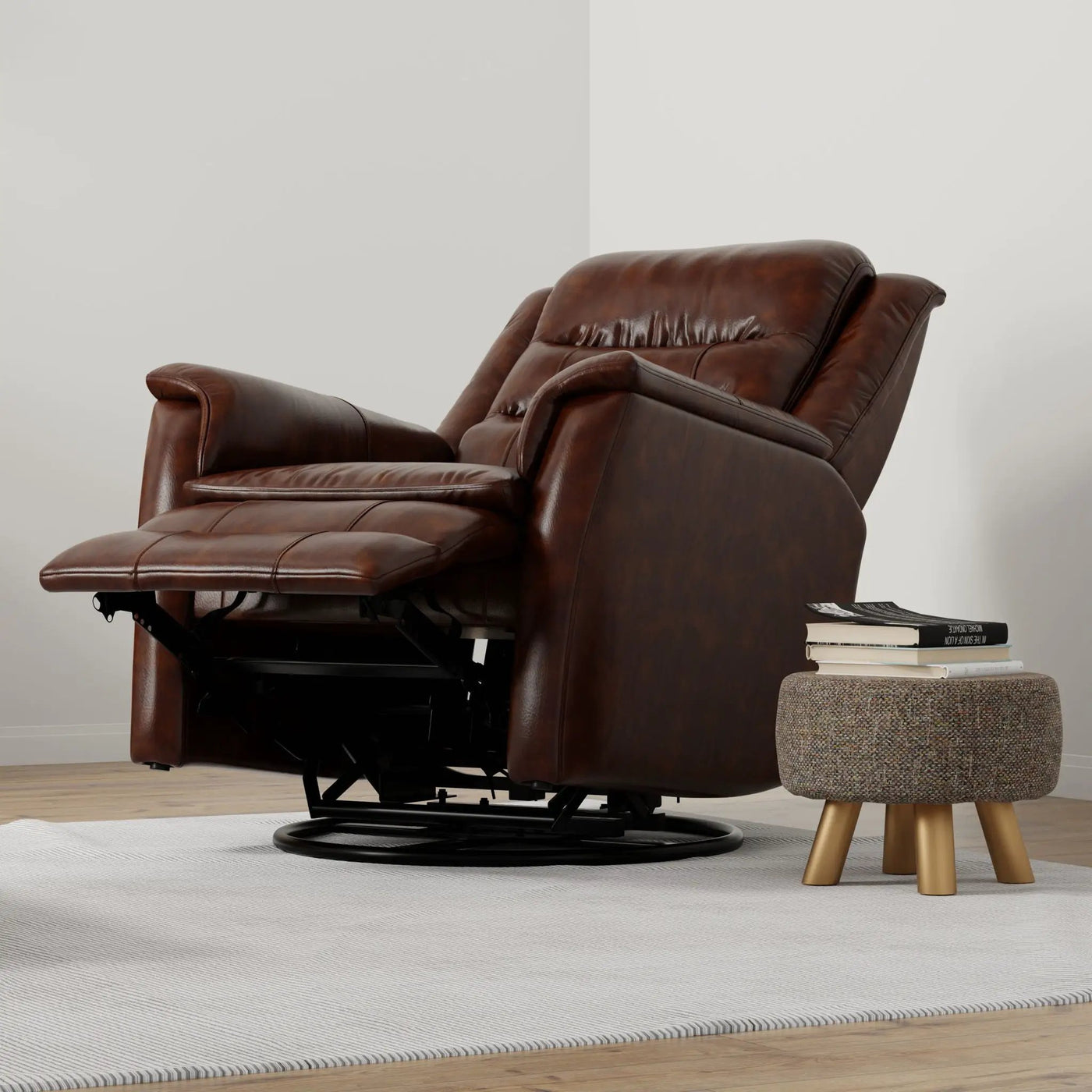 Swivel Recliner With Manual Adjustable Footrest by Unique Piece Furniture