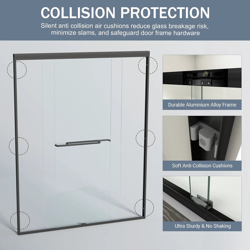 56-60 in. W x 72 in. H Double Sliding Shower Door, Semi-Frameless by HouseOfZazla