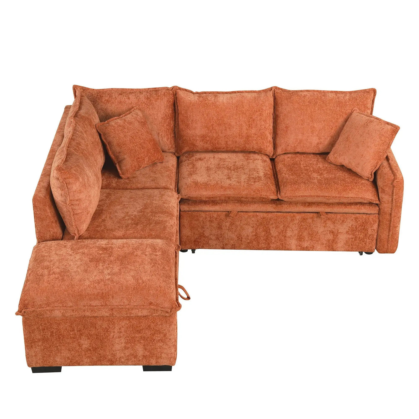 Convertible Sofa Bed Sectional Sofa Sleeper L-Shaped Sofa With A Storage Ottoman, Two Pillows, Two Power Sockets And Two USB Ports For Living Room by HouseOfZazla