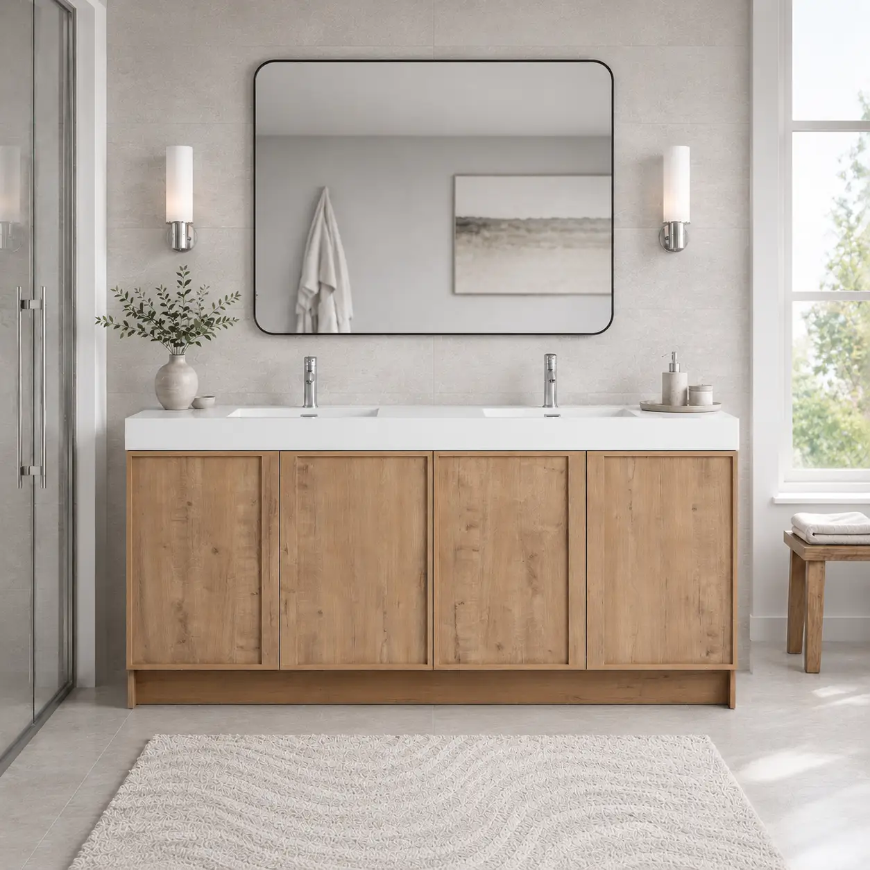72" Freestanding Bathroom Vanity With Dual Resin Sink by HouseOfZazla