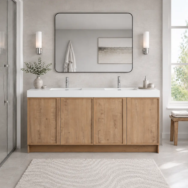 72" Freestanding Bathroom Vanity With Dual Resin Sink