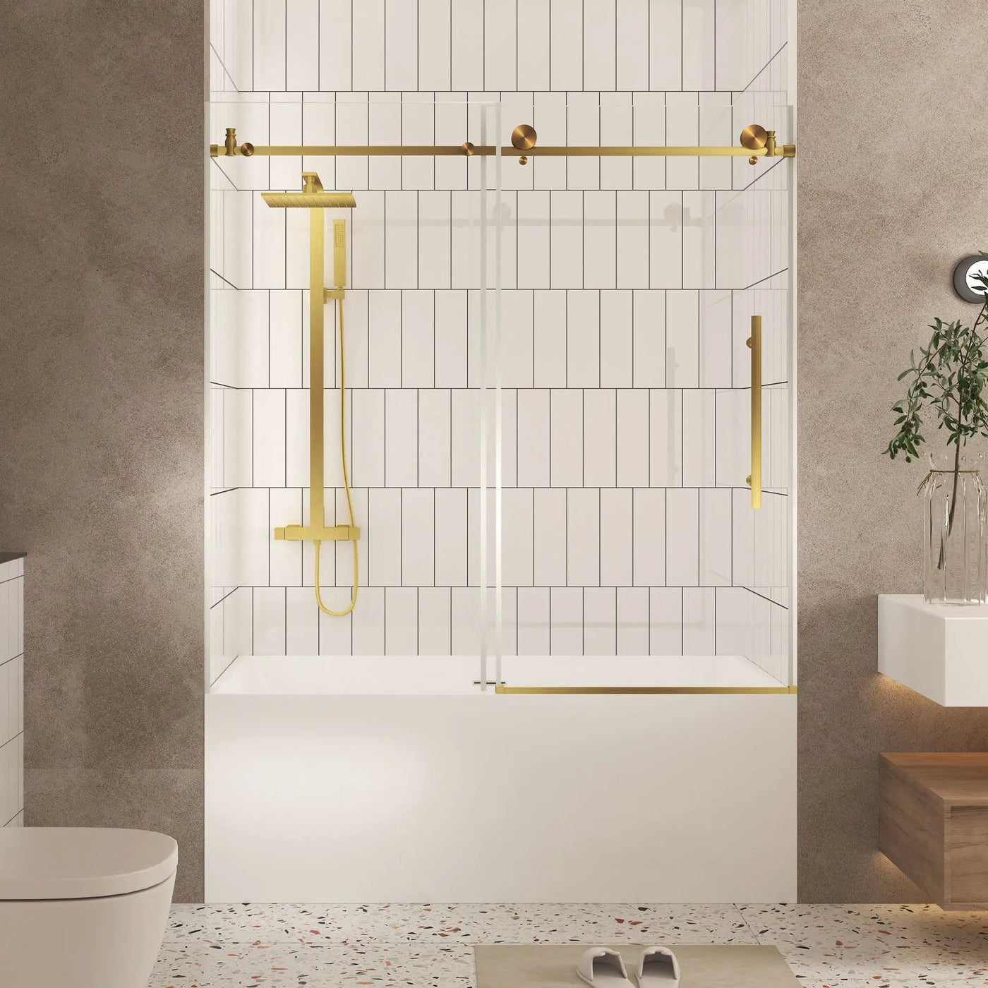 Frameless Shower Door, Smooth Sliding Tracks by HouseOfZazla