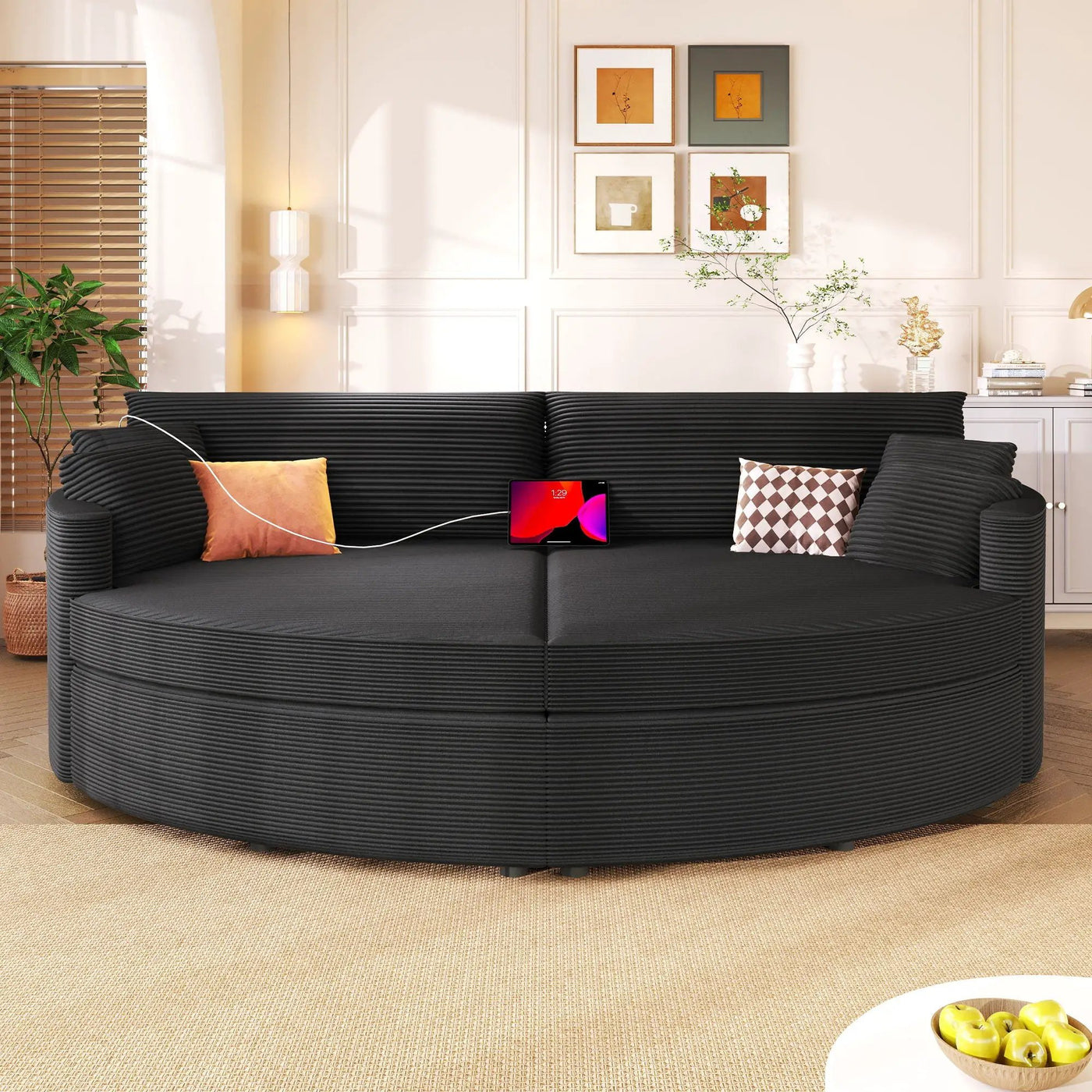 Oversized Double Chaise Lounge Sofa With USB Ports by HouseOfZazla