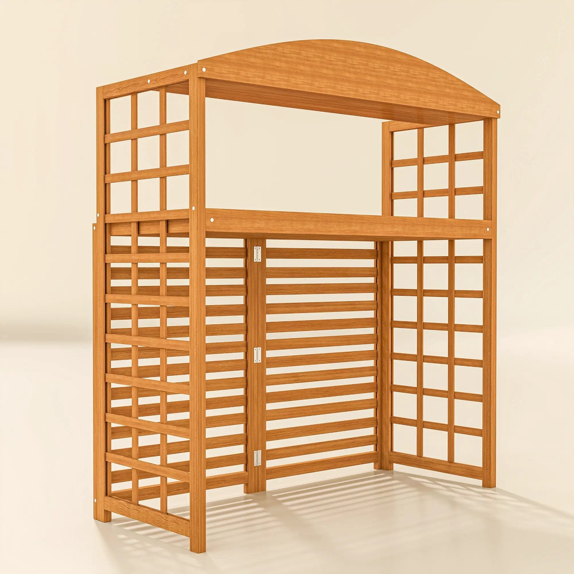 Outsunny Wood Air Conditioner Fence, Outdoor Privacy Screen Potting Table with Shelves by HouseOfZazla