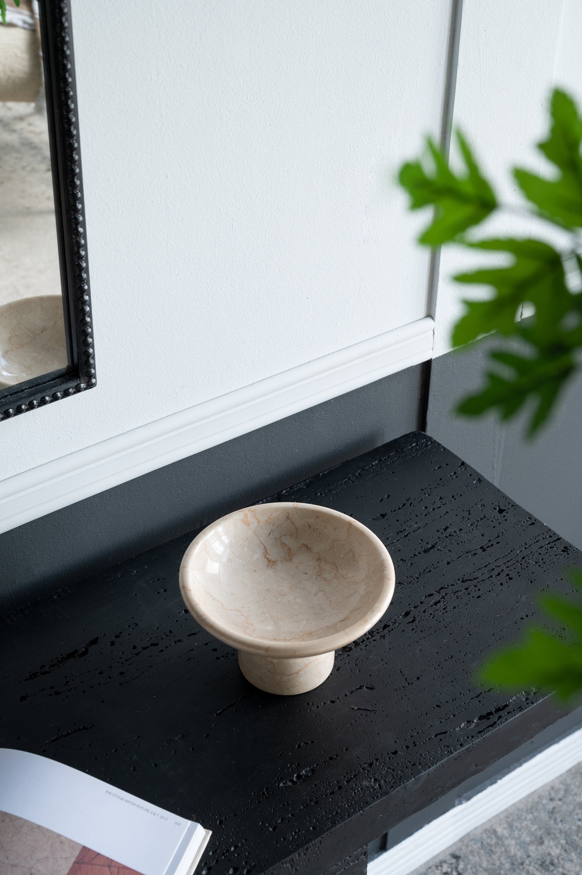 7x7x4" Round Marble Pedestal Fruit Bowl by HouseOfZazla