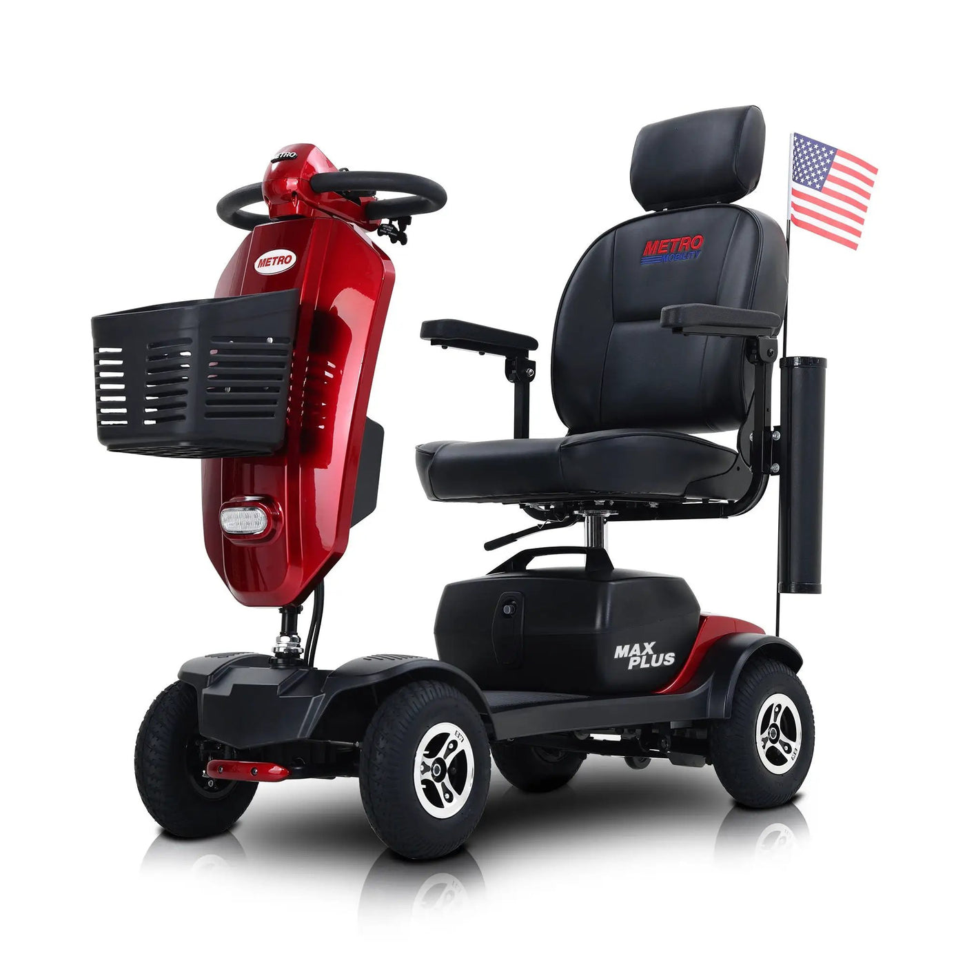 Max Plus - 4 Wheels Outdoor Compact Mobility Scooter With 2 Pieces X 20Ah Lead Acid Battery, 16 Miles, Cup Holders & USB Charger Port by HouseOfZazla