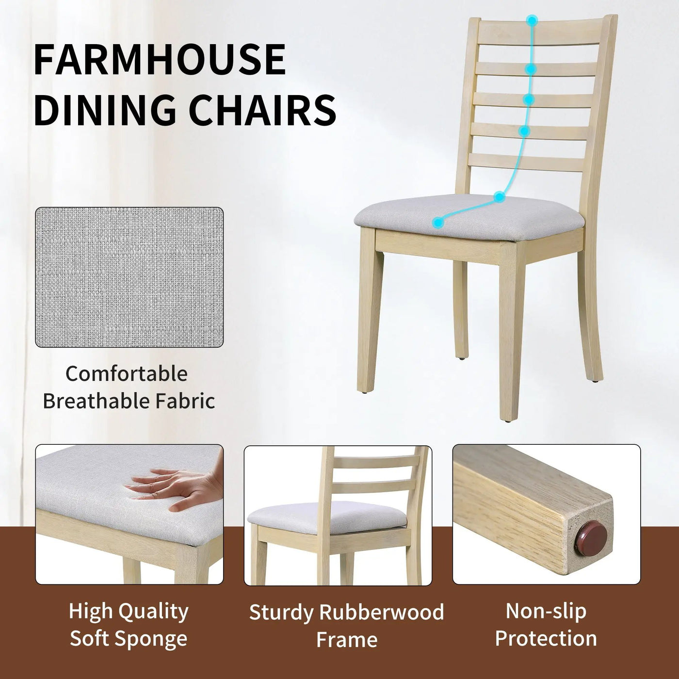 Upholstered Armless Chairs With High Ladder Back by Unique Piece Furniture