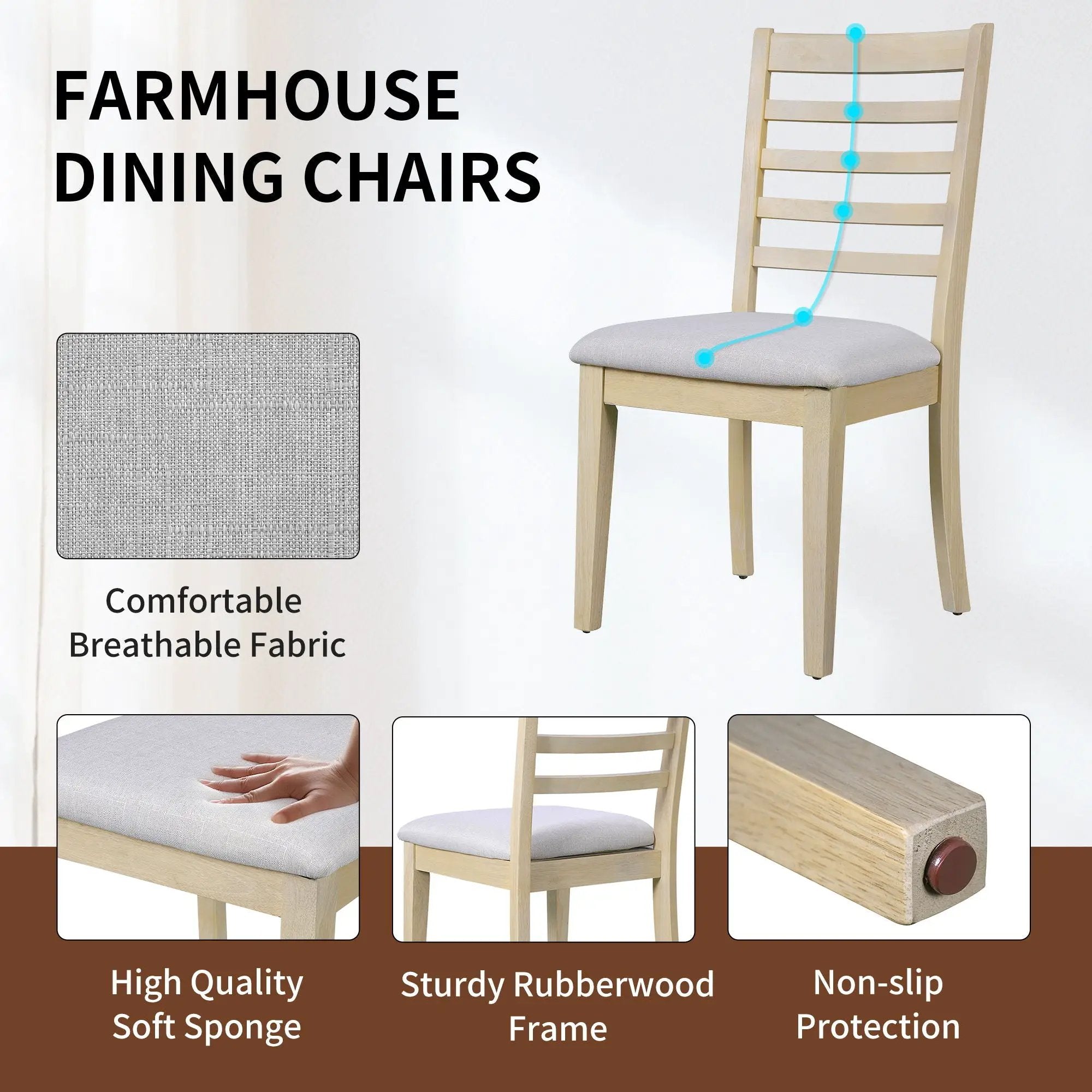 Upholstered Armless Chairs With High Ladder Back by Unique Piece Furniture