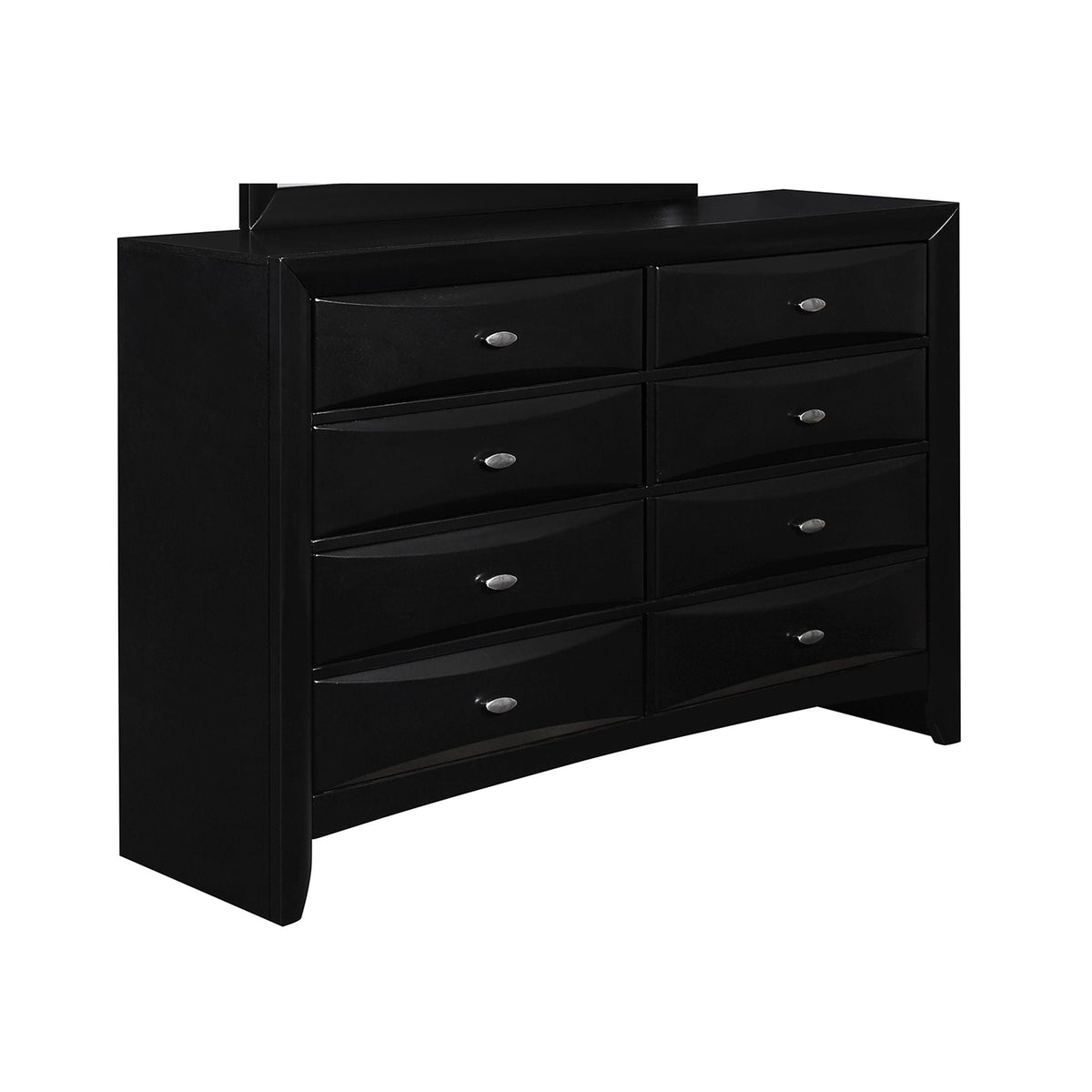 Spacious Drawer Dresser with Chambered Fronts - Black or Dark Brown