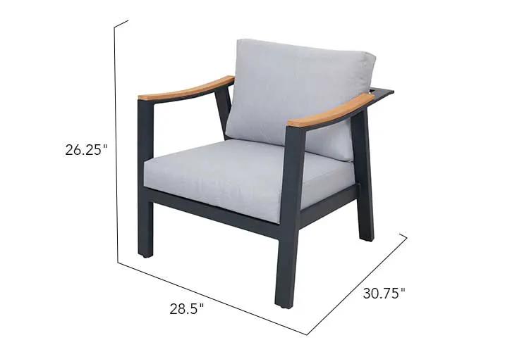 Nova 4-Piece Aluminum & Teak Sofa Set with Stationary Chairs by Outdoor-USA®