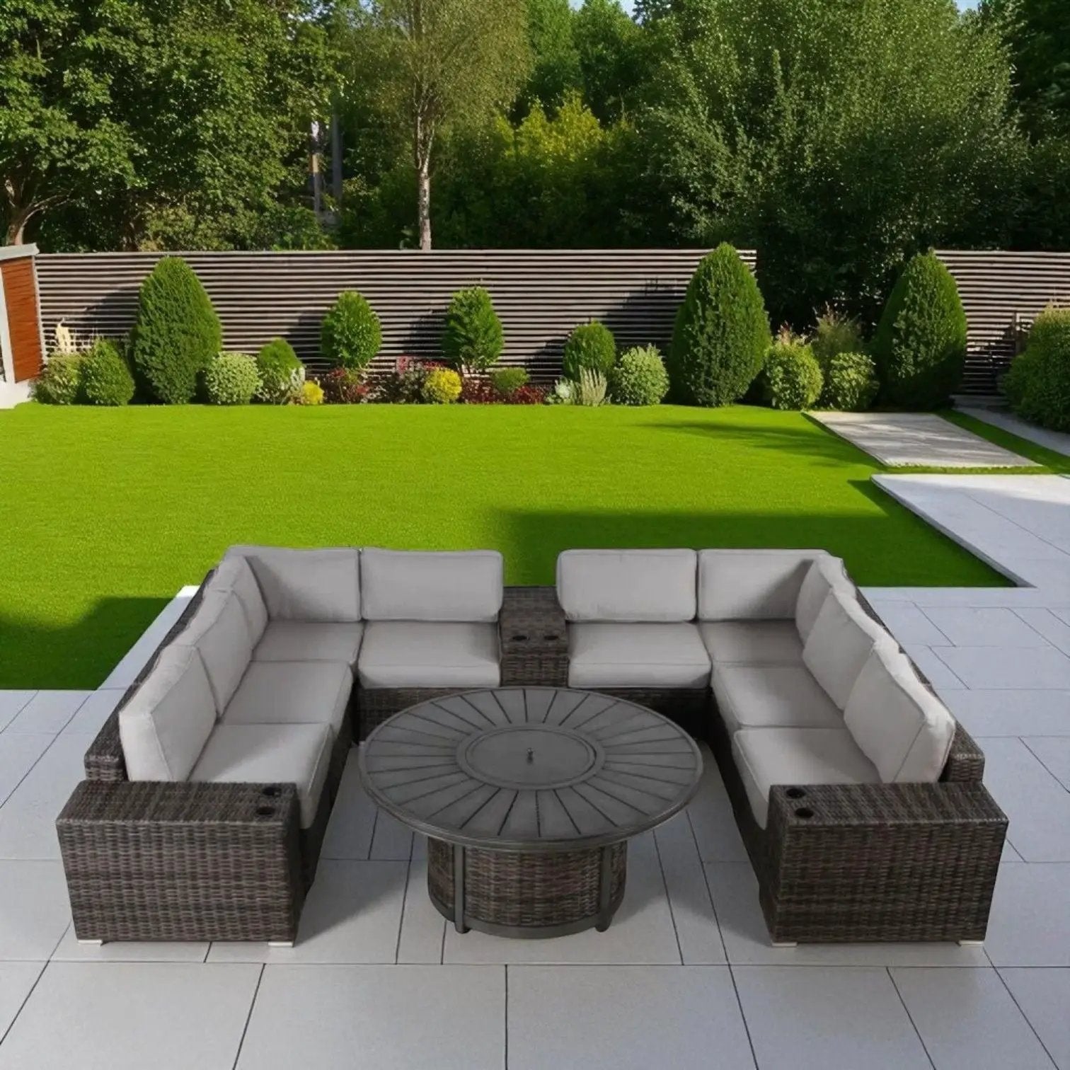 Patio Seating Group With Cushions And Fire Pit - Espresso by Unique Piece Furniture