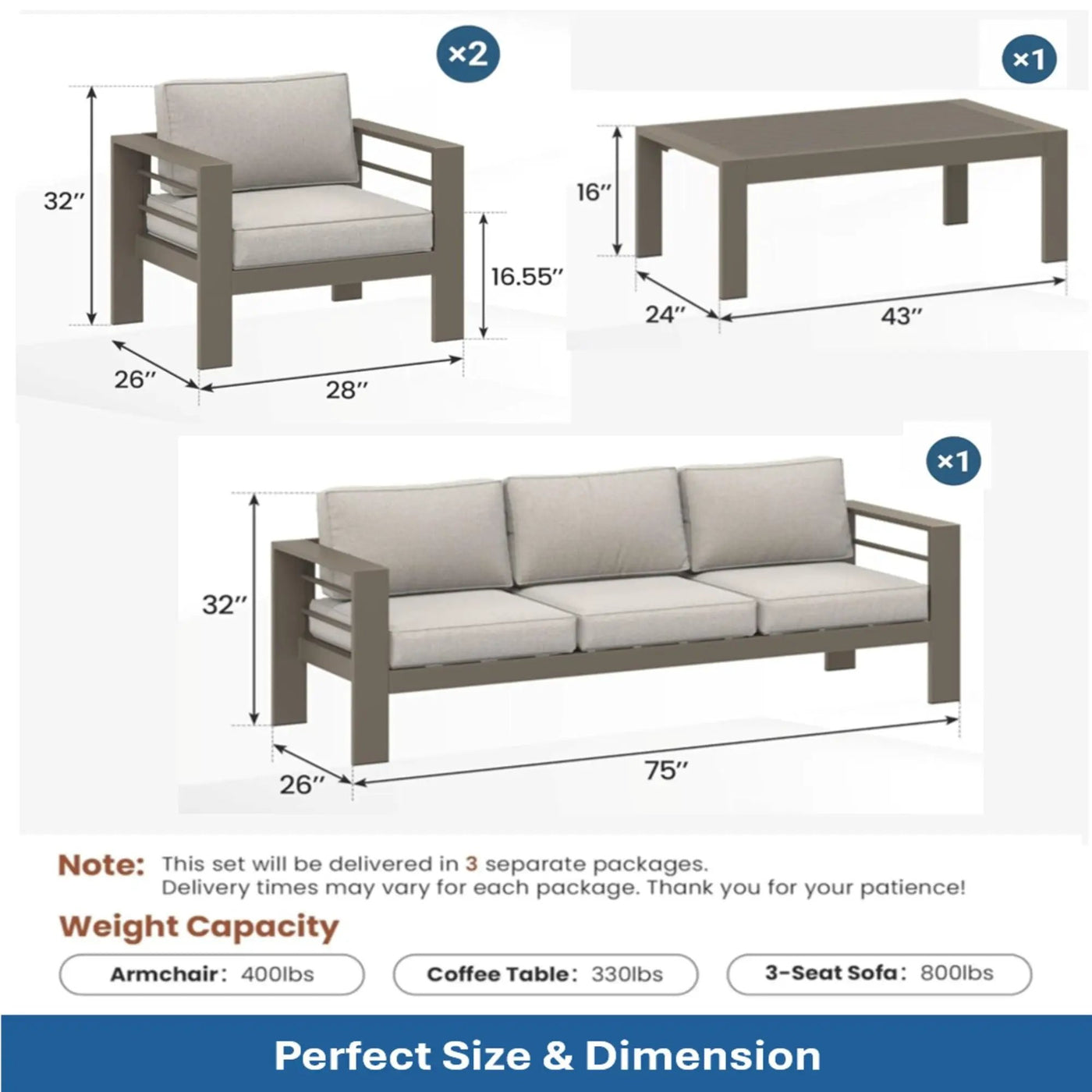 Outdoor Patio Set, All-Weather With Thick Cushions by HouseOfZazla