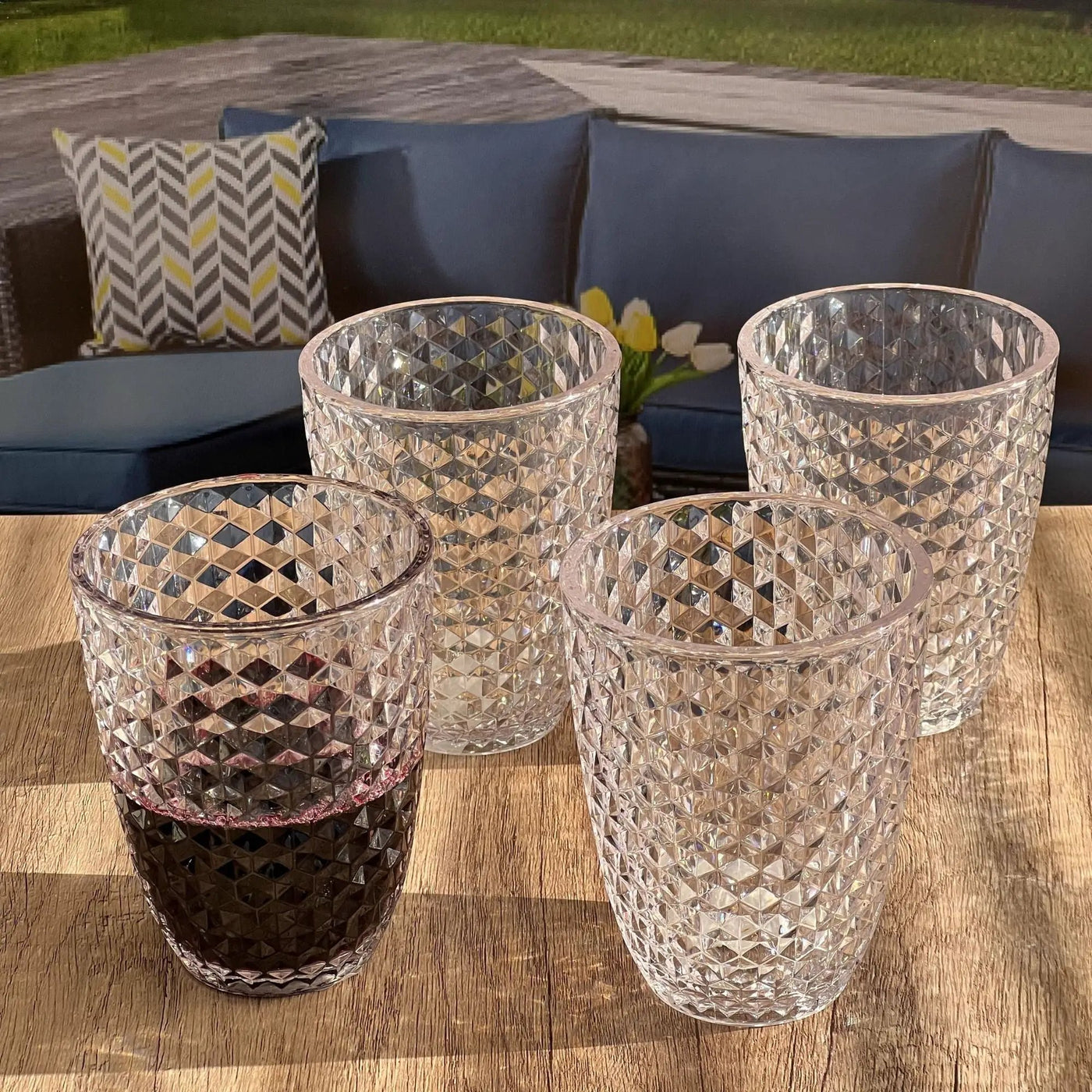 Leading Ware Diamond Cut Acrylic Glasses Drinking (Set of 4) by HouseOfZazla