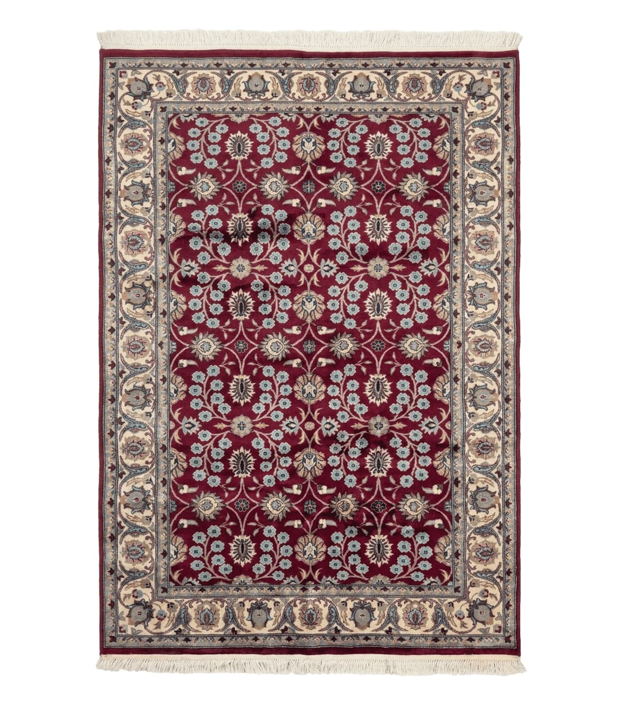 Pak Persian Rug 4x6, Floral Allover, Vintage Wool Carpet, Plum and Ivory by Jewel Rugs