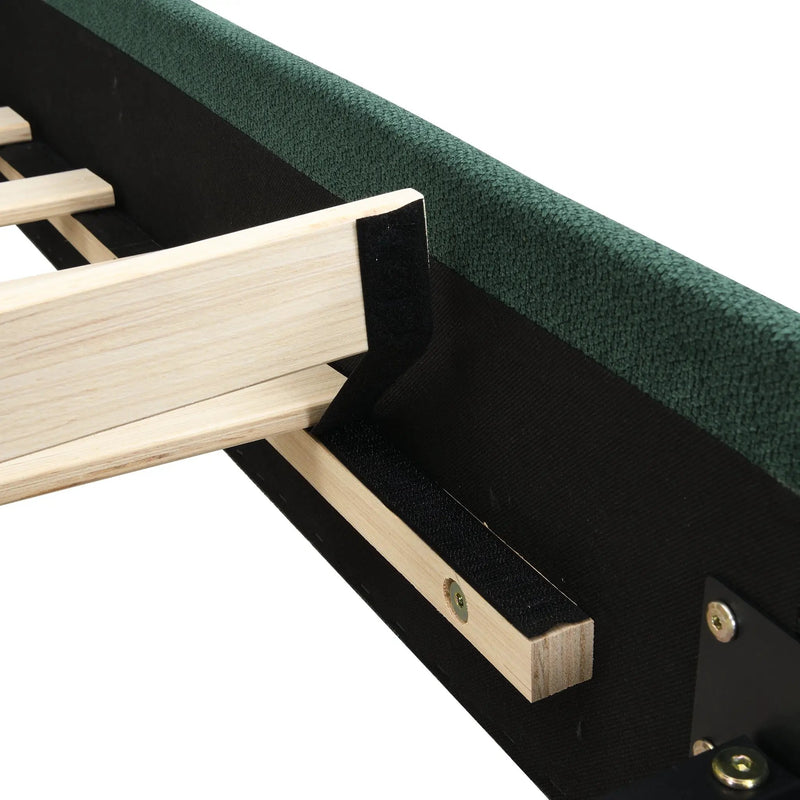 King Size Upholstered Platform Bed Frame with Rounded Corners by HouseOfZazla