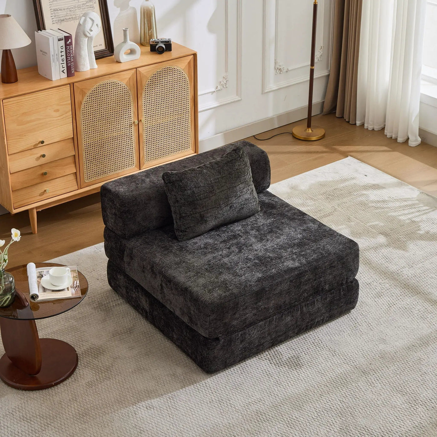 Convertible Floor Sofa Bed With Fixed Shape Frame For Living Room by HouseOfZazla