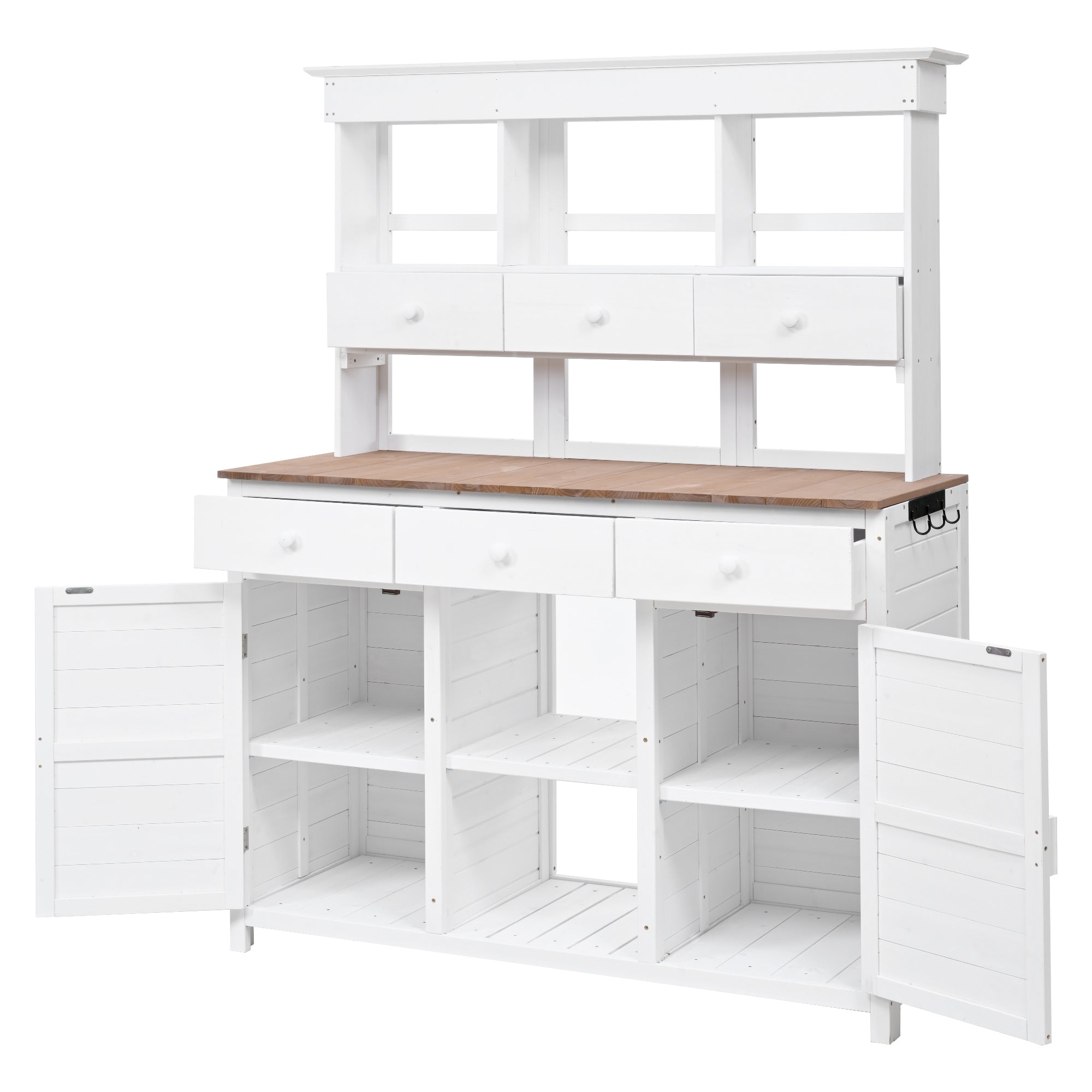 TOPMAX 65.7" Tall Garden Potting Bench Table with Hutch by HouseOfZazla