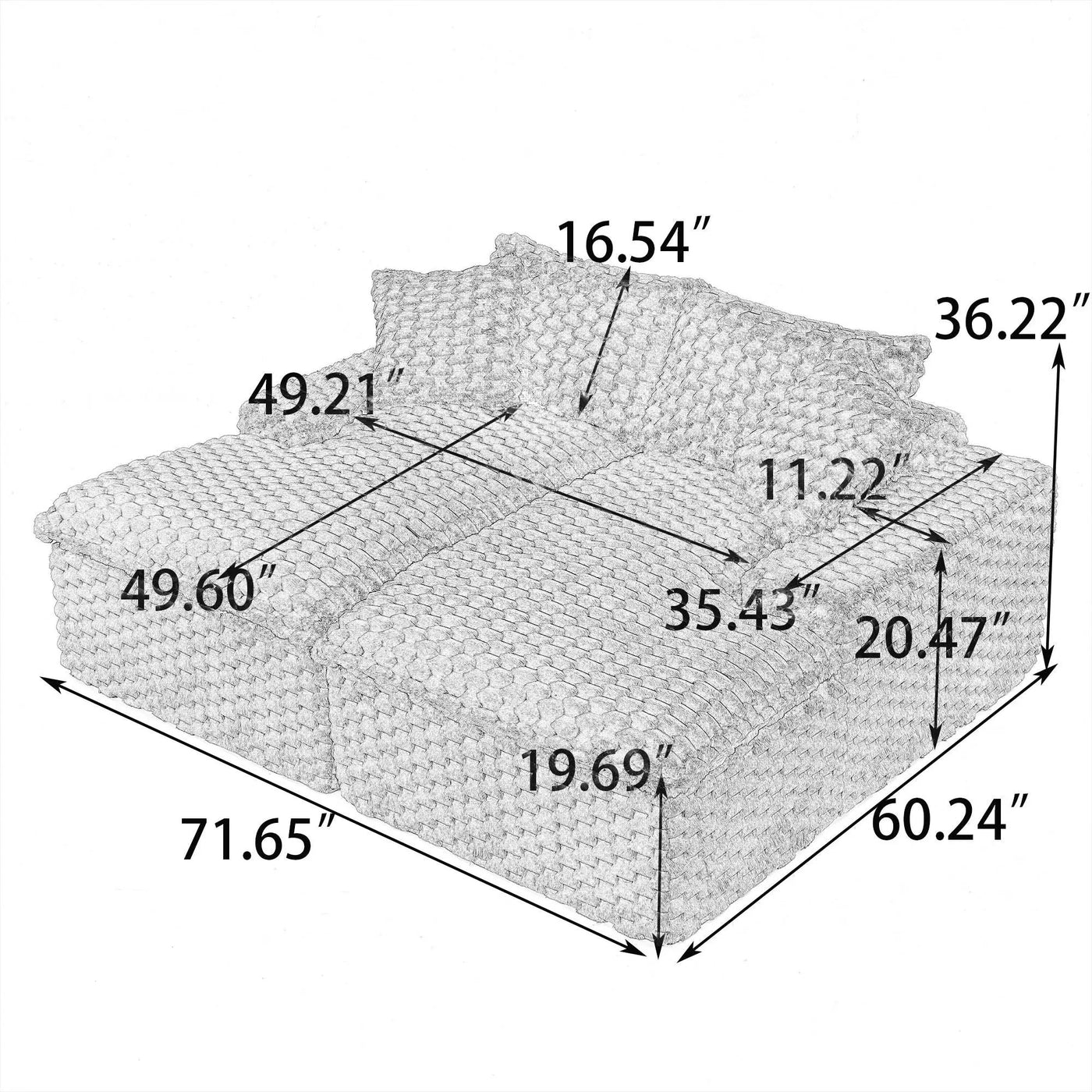 Double Chaise Lounge With Full Compressed Sponge by HouseOfZazla
