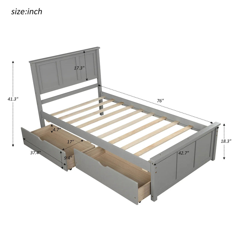 Platform Storage Bed With 2 Wheel Base Drawers by Unique Piece Furniture