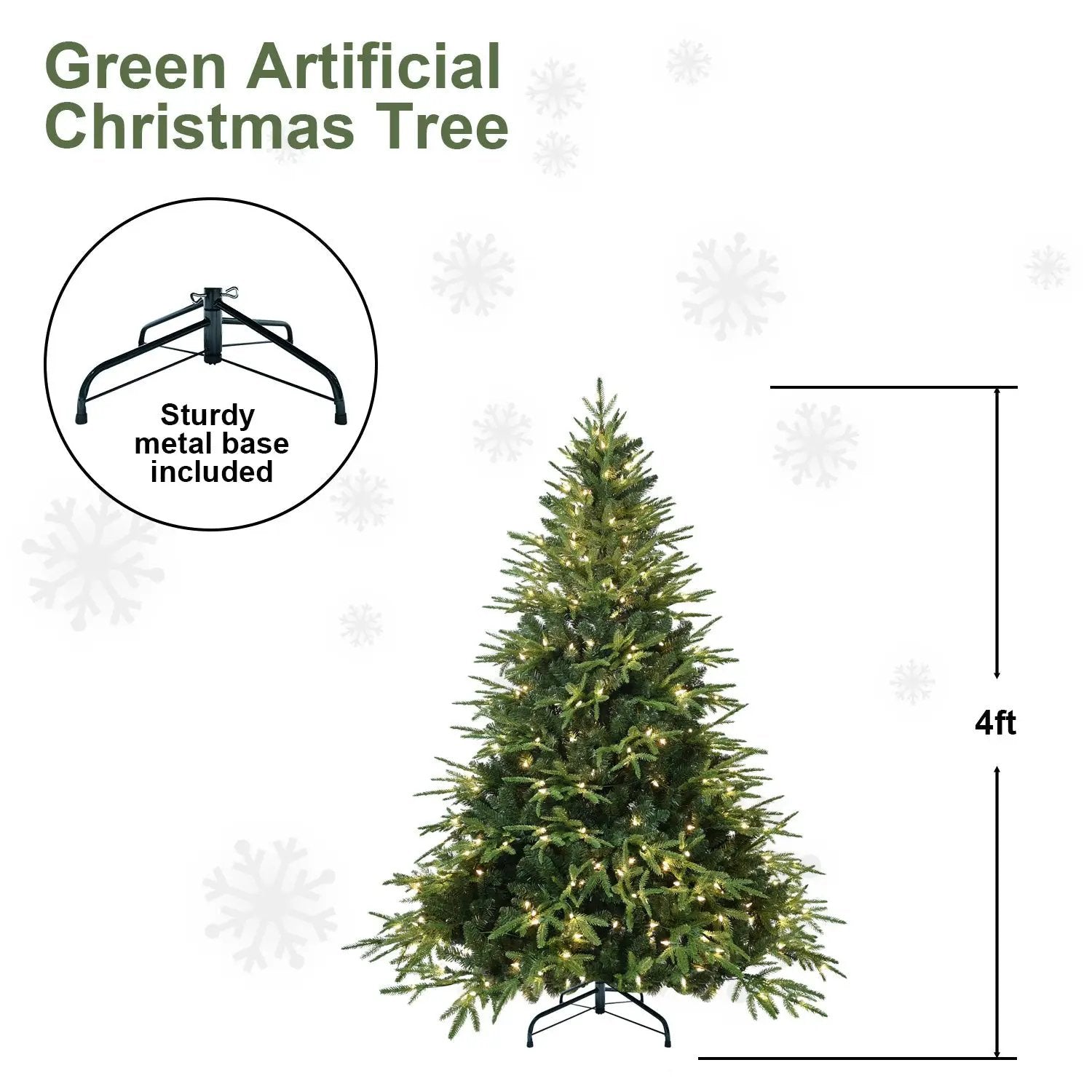 4ft Pre-Lit Artificial Christmas Tree with 150 Warm Lights by HouseOfZazla