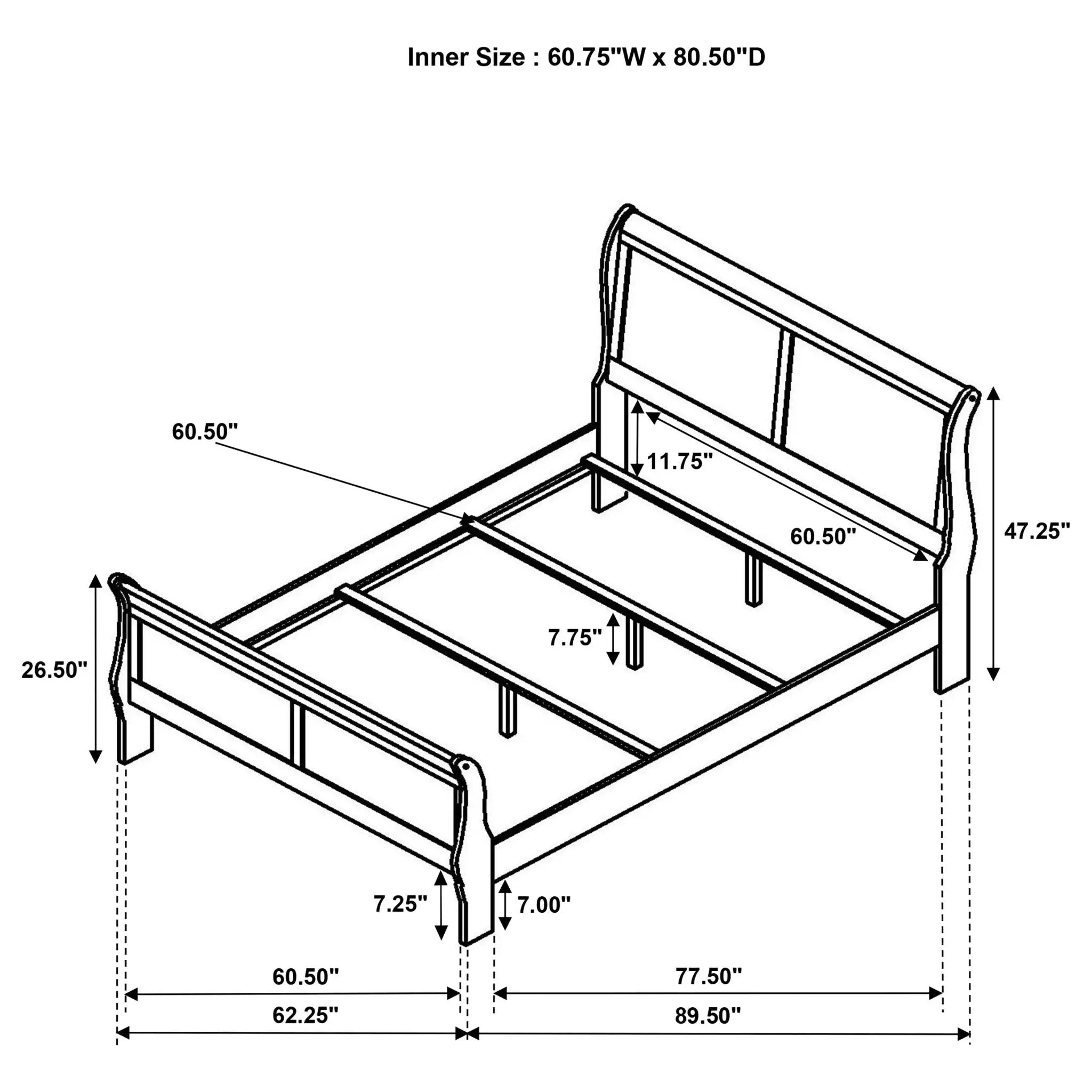 Louis Philippe 47-inch Queen Sleigh Panel Bed White by Unique Piece Furniture