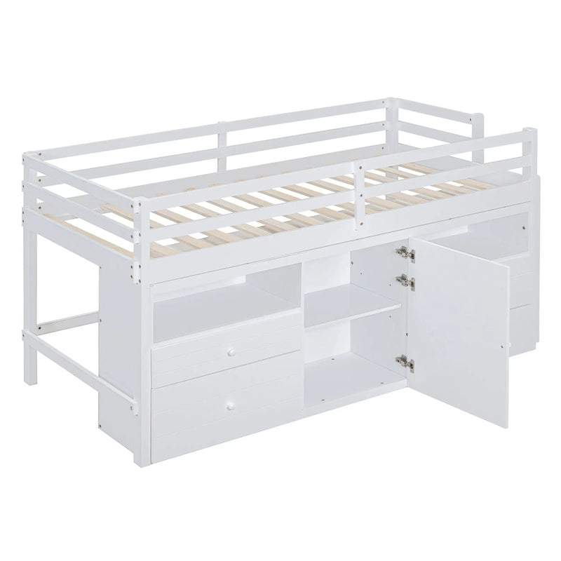 Loft Bed With 4 Drawers, Underneath Cabinet And Shelves by Unique Piece Furniture