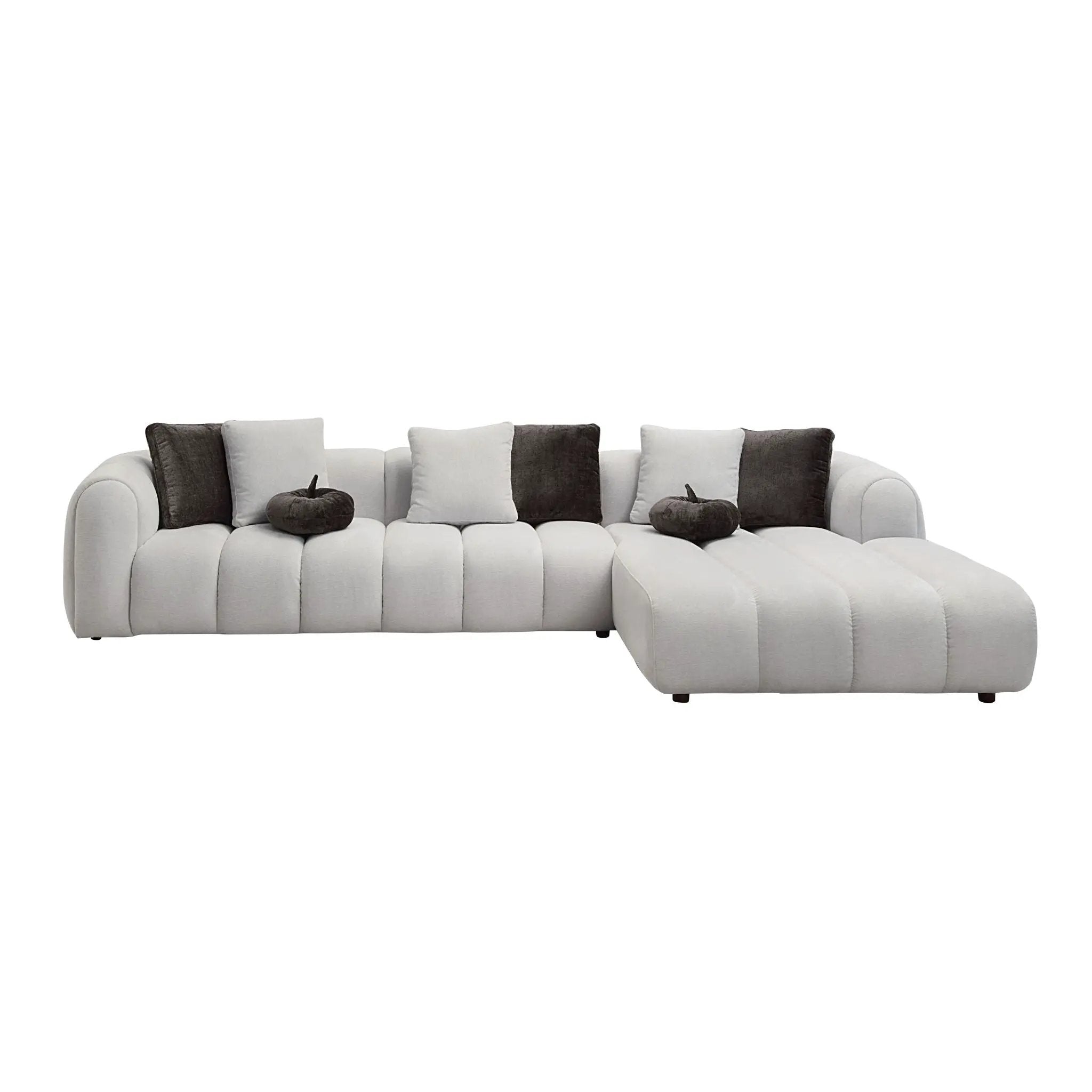 Manilla Sectional Sofa With 8 Pillows - Ivory White by HouseOfZazla